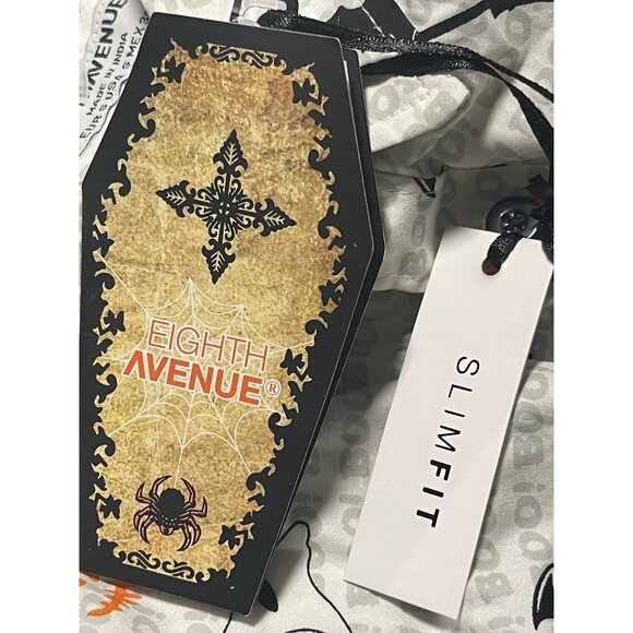 Eighth Avenue Halloween Shirt Mens Size S Slim Fit Ghosts Pumpkins Bats Print - Picture 6 of 7